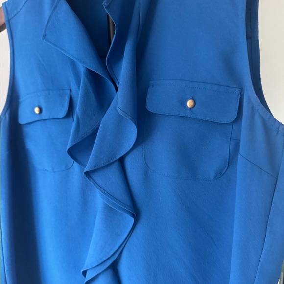 Kasper Royal Blue Ruffle Front Blouse US M - Picture 4 of 7